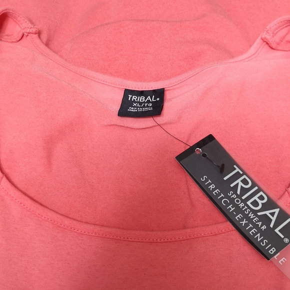 NWT Tribal Coral Pink Fitted Sport Golf Lounge Top Sz XL - Picture 4 of 8